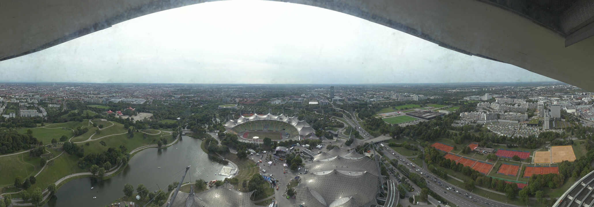Archiv Foto Webcam München: Panorama Olympiastadion und Olympiapark