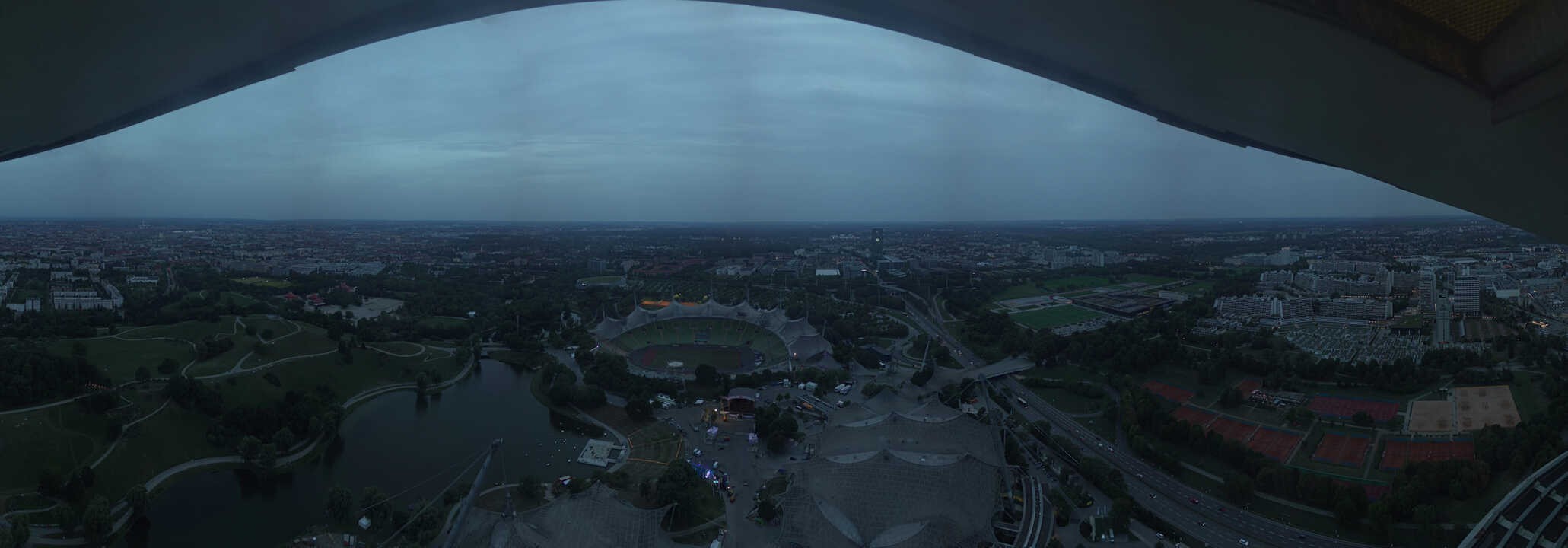 Archiv Foto Webcam München: Panorama Olympiastadion und Olympiapark