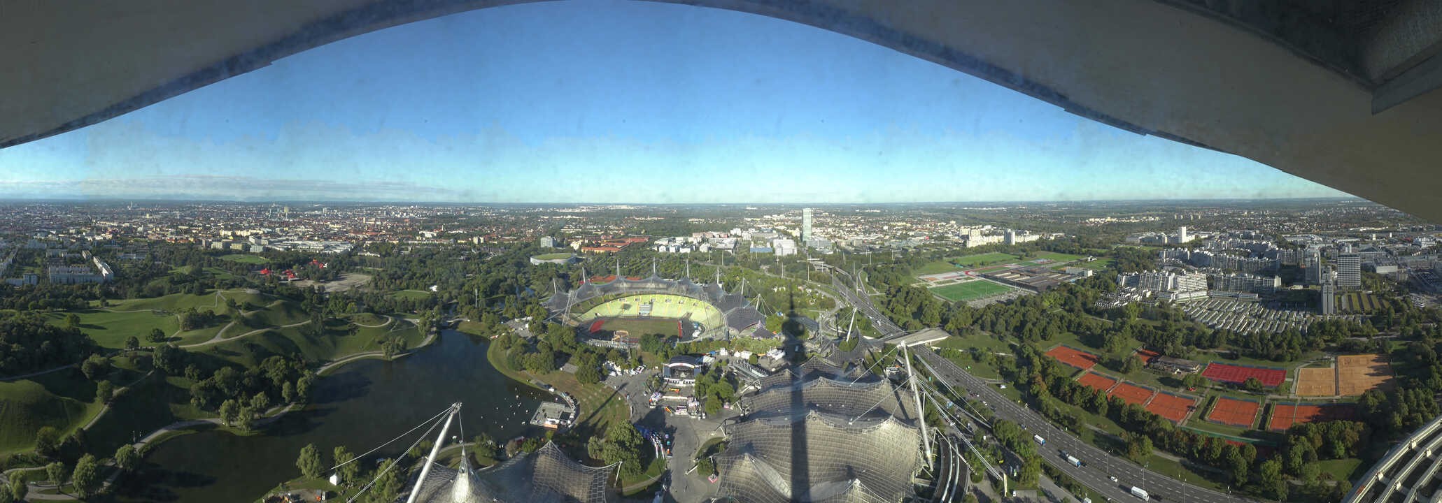 Archiv Foto Webcam München: Panorama Olympiastadion und Olympiapark