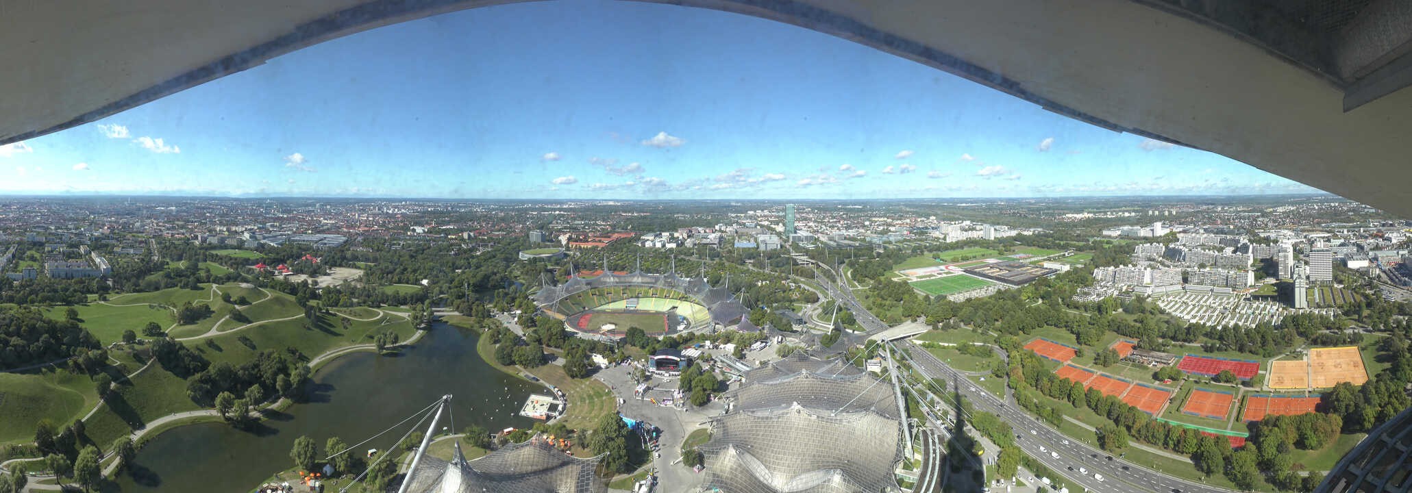 Archiv Foto Webcam München: Panorama Olympiastadion und Olympiapark