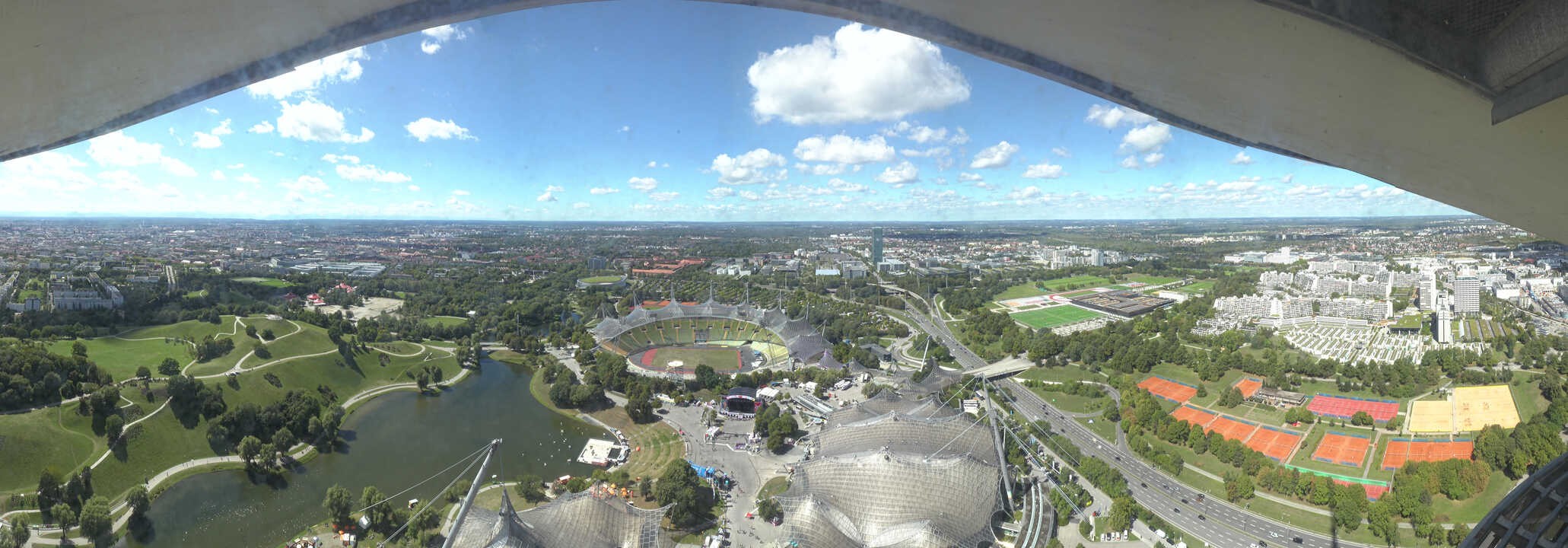 Archiv Foto Webcam München: Panorama Olympiastadion und Olympiapark