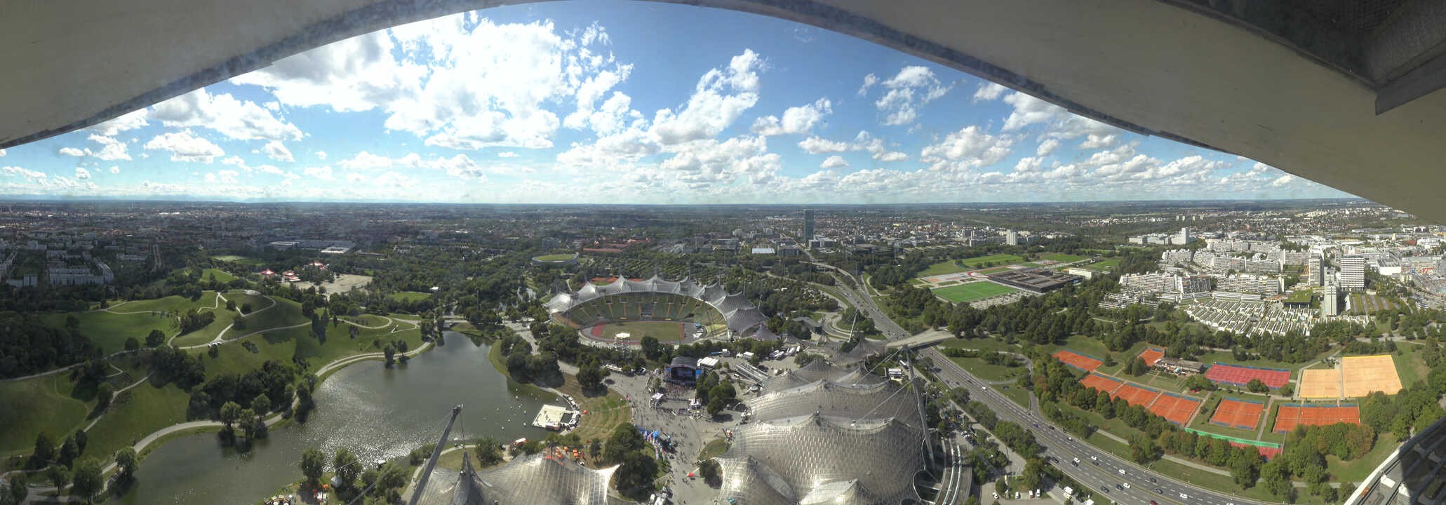 Archiv Foto Webcam München: Panorama Olympiastadion und Olympiapark