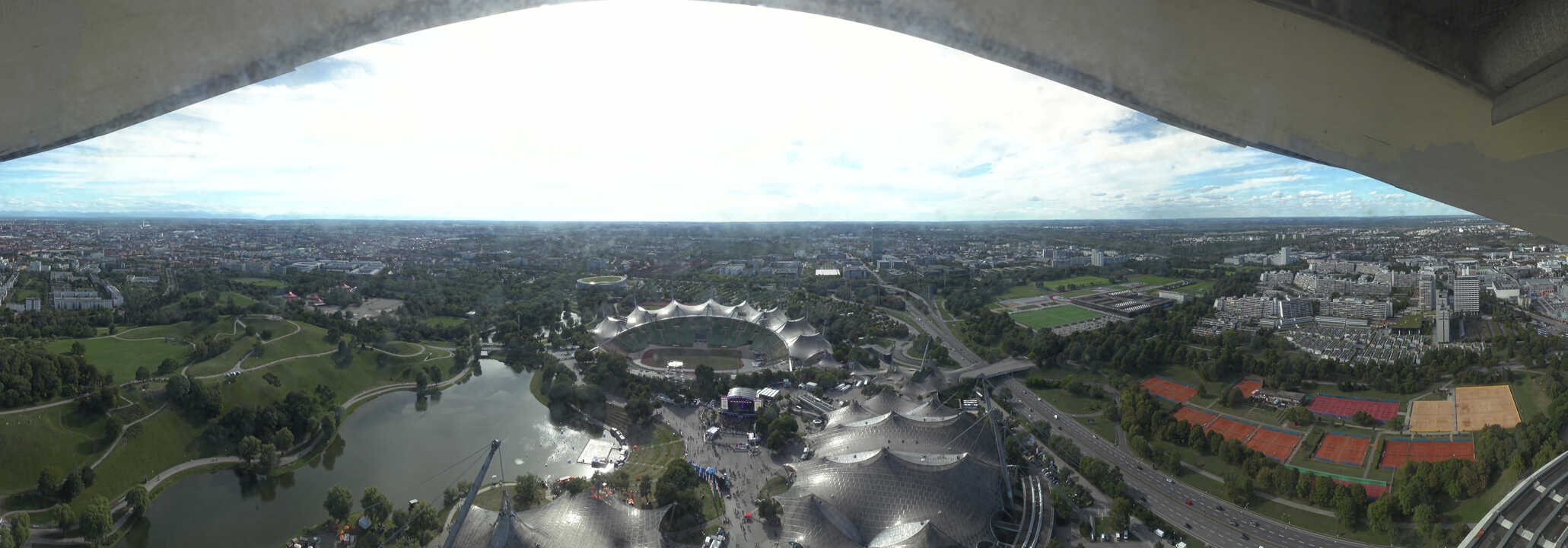 Archiv Foto Webcam München: Panorama Olympiastadion und Olympiapark