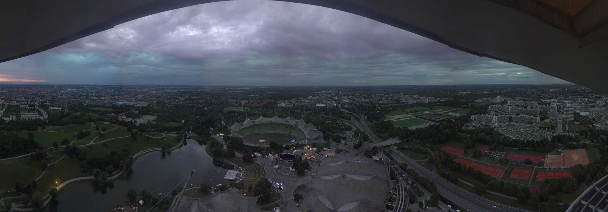Archiv Foto Webcam München: Panorama Olympiastadion und Olympiapark