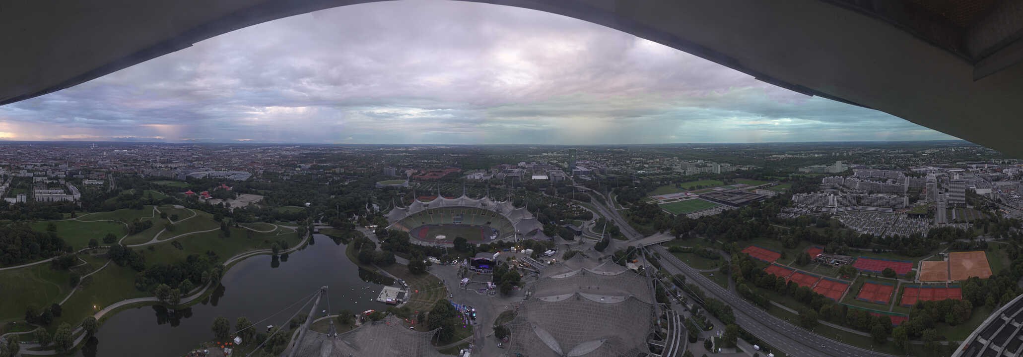 Archiv Foto Webcam München: Panorama Olympiastadion und Olympiapark