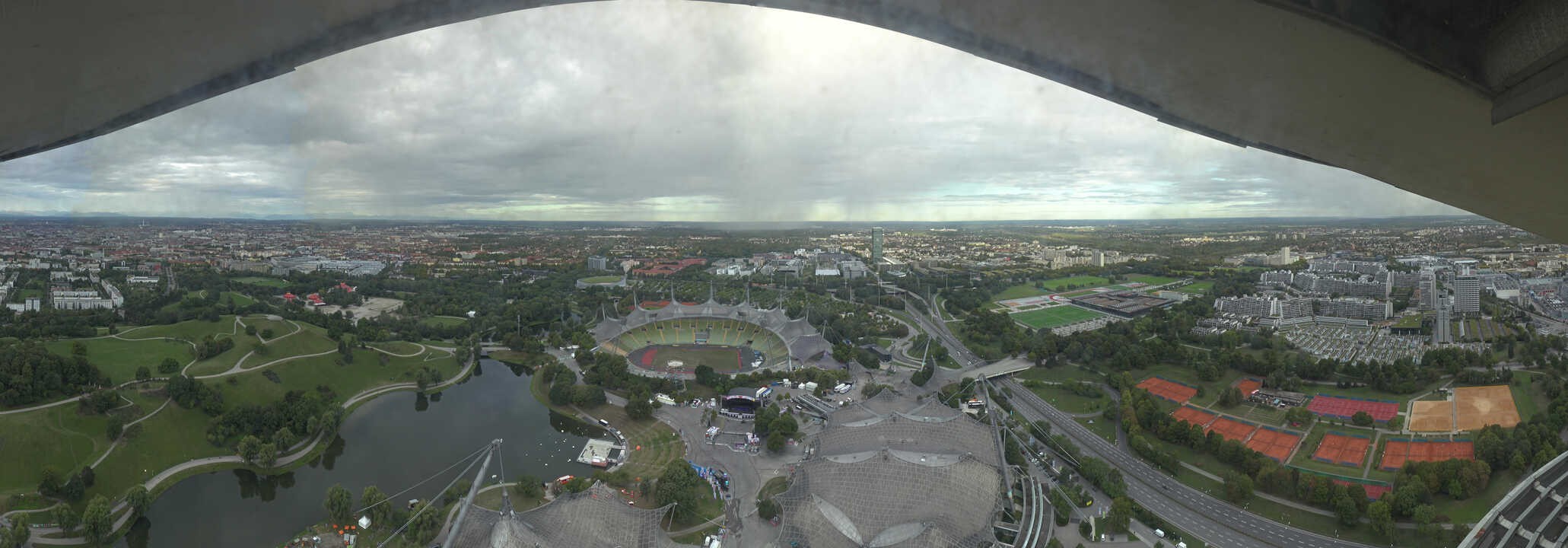 Archiv Foto Webcam München: Panorama Olympiastadion und Olympiapark