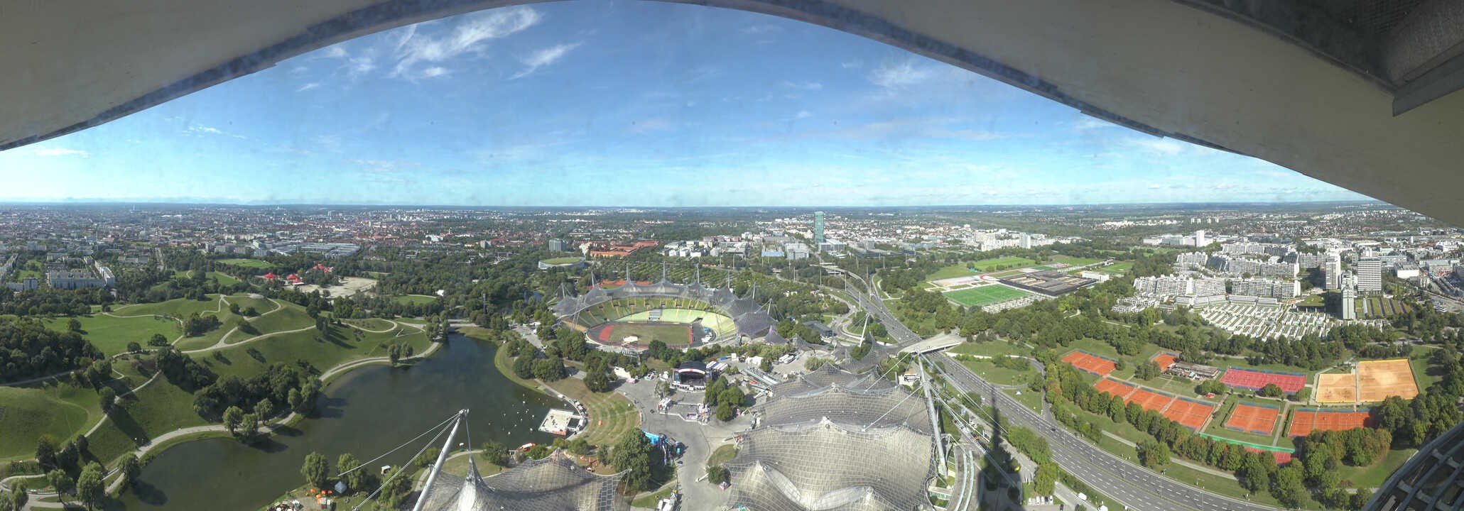 Archiv Foto Webcam München: Panorama Olympiastadion und Olympiapark