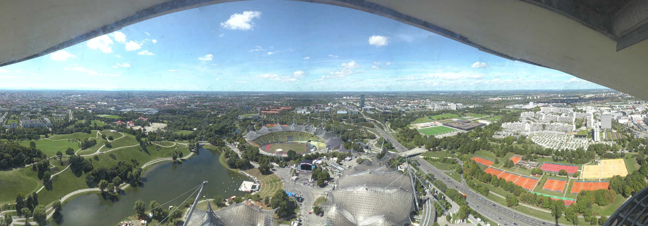 Archiv Foto Webcam München: Panorama Olympiastadion und Olympiapark