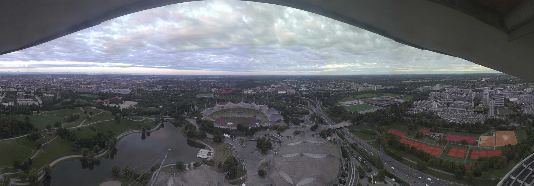 Archiv Foto Webcam München: Panorama Olympiastadion und Olympiapark