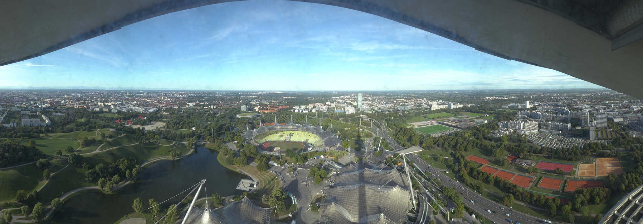 Archiv Foto Webcam München: Panorama Olympiastadion und Olympiapark