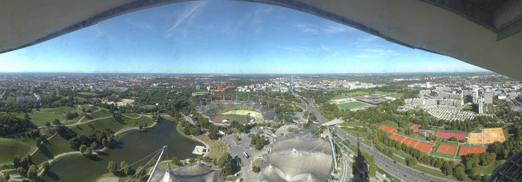 Archiv Foto Webcam München: Panorama Olympiastadion und Olympiapark