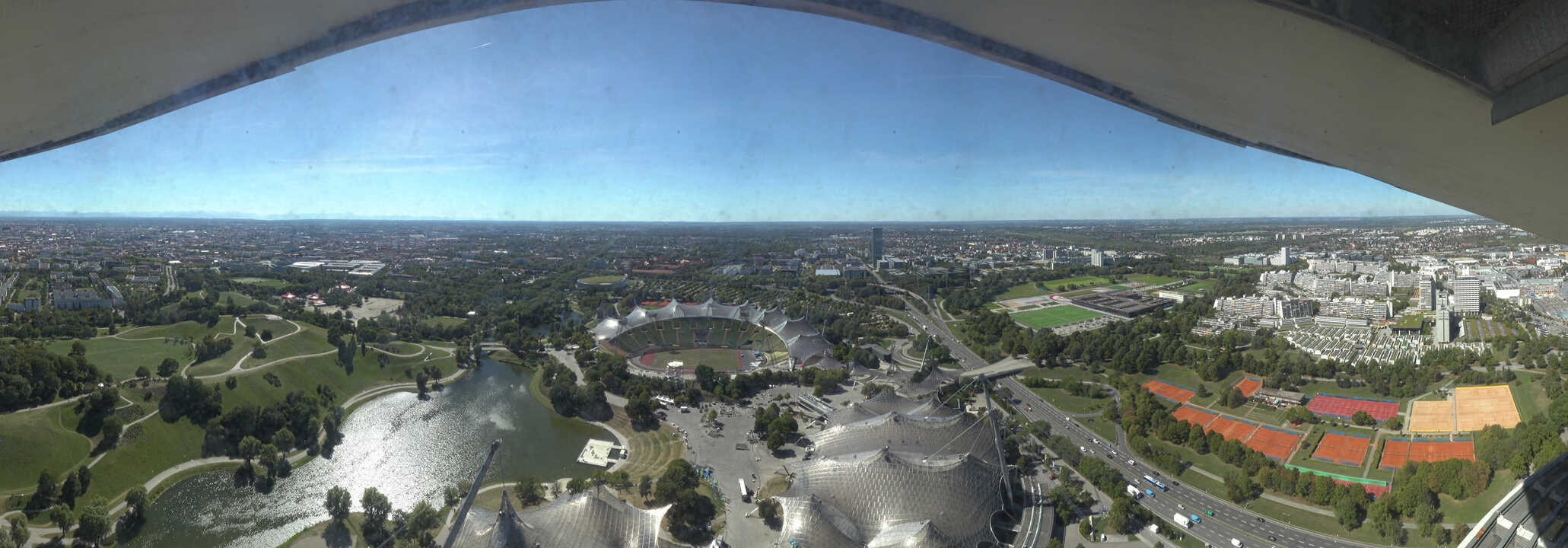 Archiv Foto Webcam München: Panorama Olympiastadion und Olympiapark