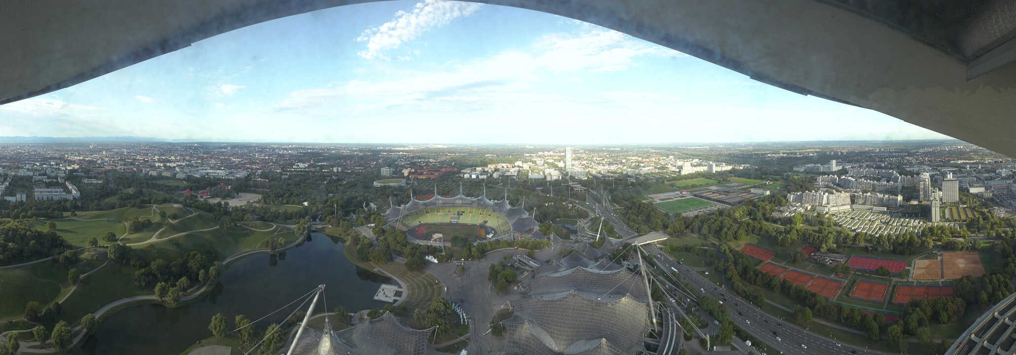 Archiv Foto Webcam München: Panorama Olympiastadion und Olympiapark