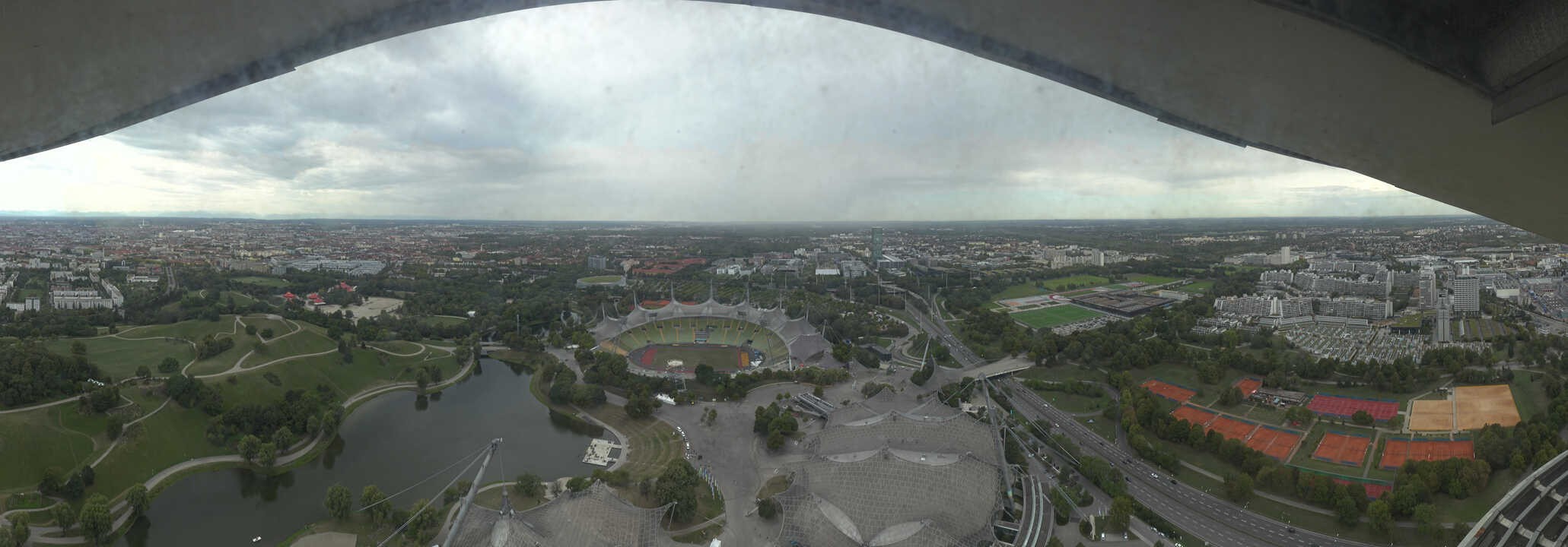 Archiv Foto Webcam München: Panorama Olympiastadion und Olympiapark