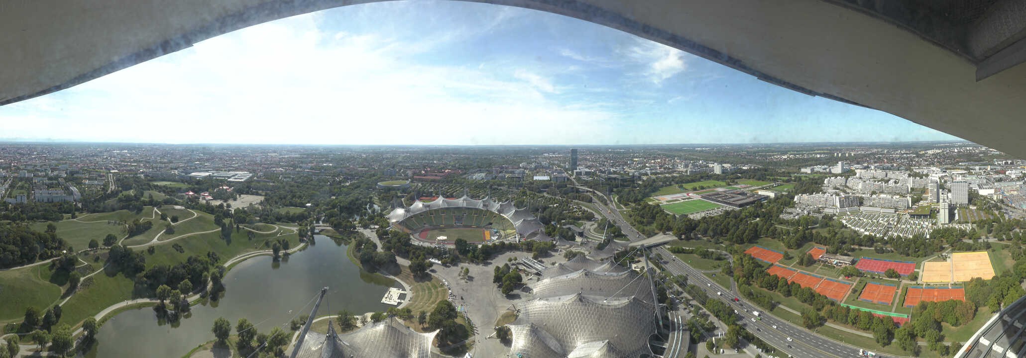 Archiv Foto Webcam München: Panorama Olympiastadion und Olympiapark