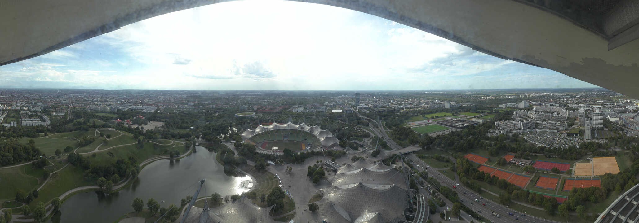 Archiv Foto Webcam München: Panorama Olympiastadion und Olympiapark