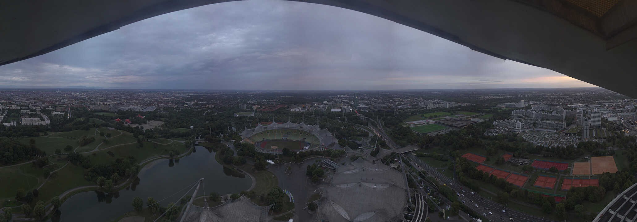 Archiv Foto Webcam München: Panorama Olympiastadion und Olympiapark