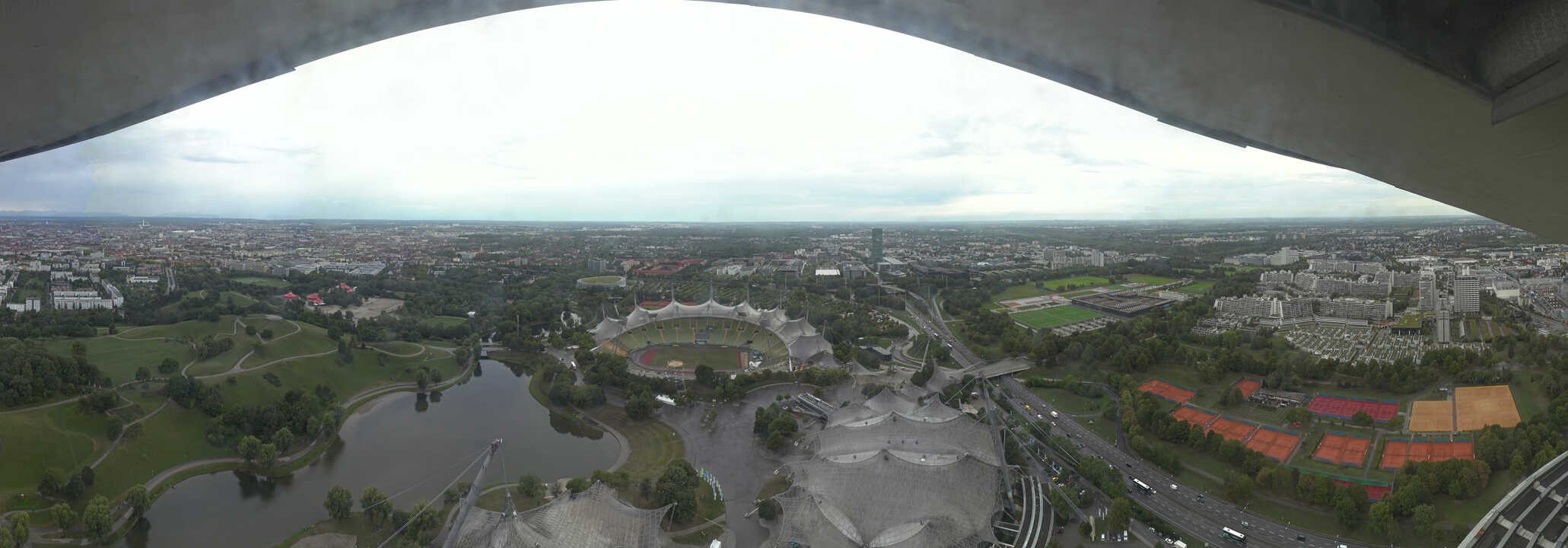 Archiv Foto Webcam München: Panorama Olympiastadion und Olympiapark