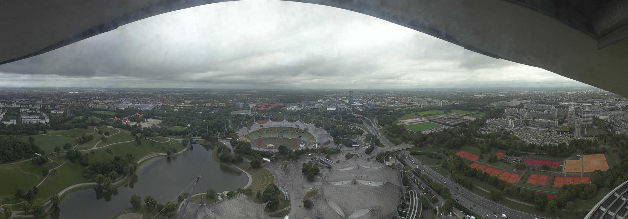 Archiv Foto Webcam München: Panorama Olympiastadion und Olympiapark
