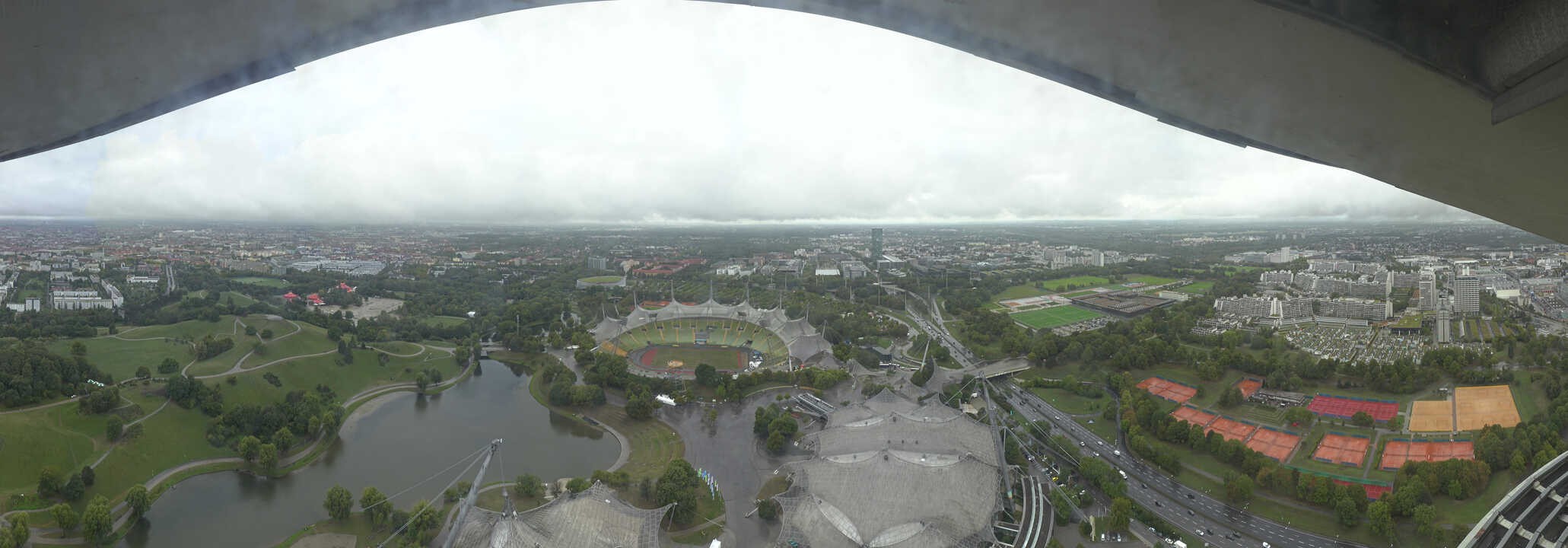 Archiv Foto Webcam München: Panorama Olympiastadion und Olympiapark