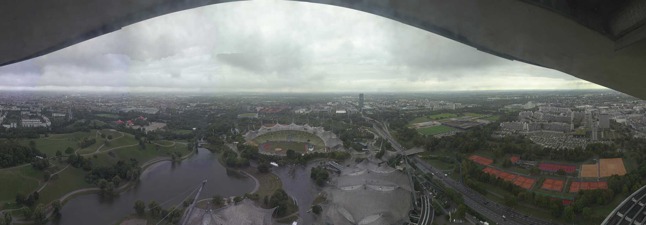 Archiv Foto Webcam München: Panorama Olympiastadion und Olympiapark