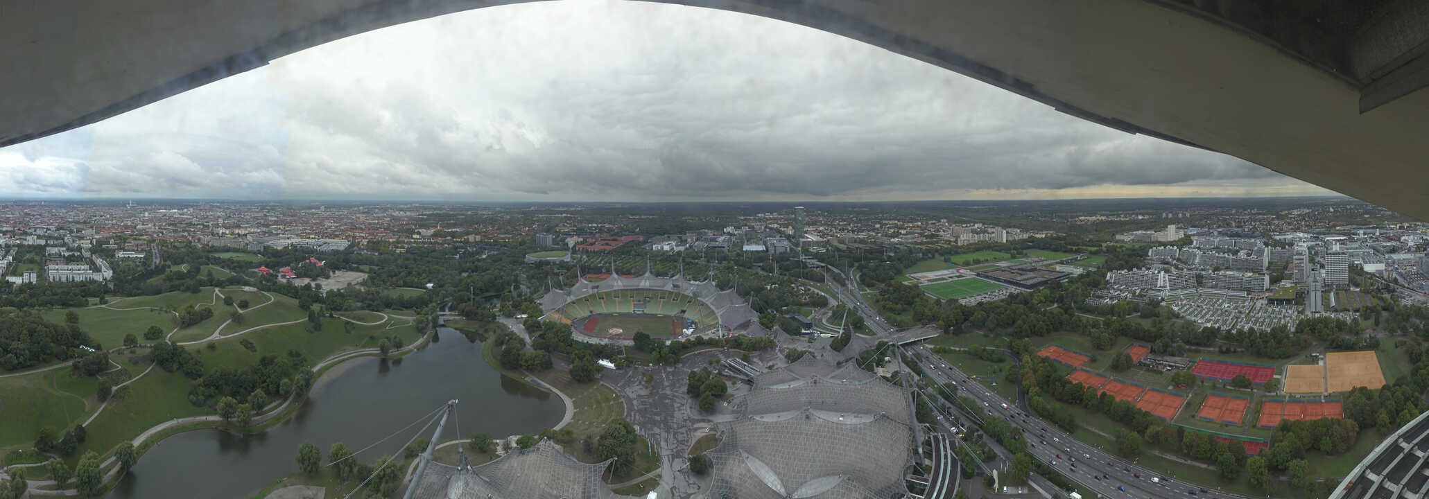 Archiv Foto Webcam München: Panorama Olympiastadion und Olympiapark