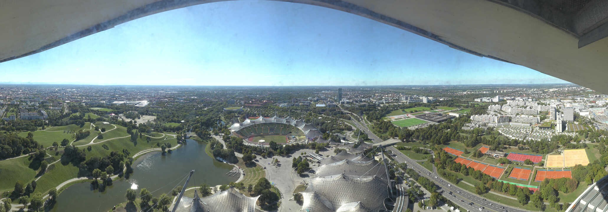 Archiv Foto Webcam München: Panorama Olympiastadion und Olympiapark