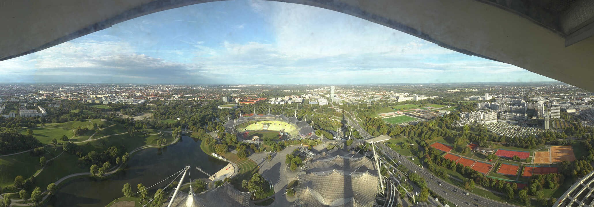 Archiv Foto Webcam München: Panorama Olympiastadion und Olympiapark