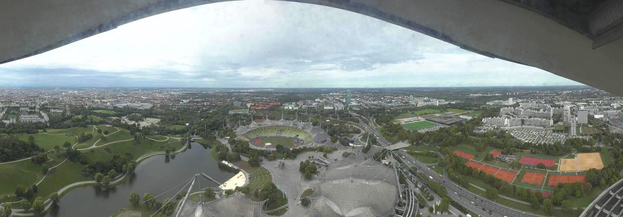 Archiv Foto Webcam München: Panorama Olympiastadion und Olympiapark