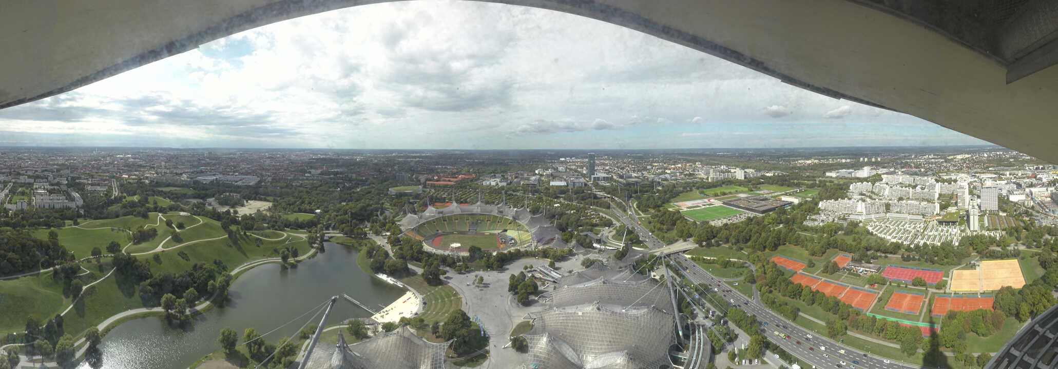 Archiv Foto Webcam München: Panorama Olympiastadion und Olympiapark
