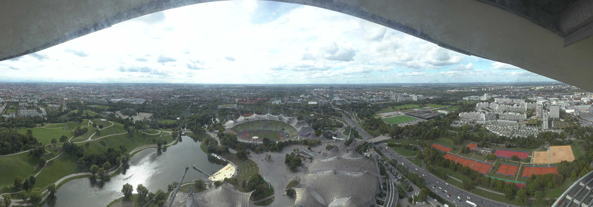 Archiv Foto Webcam München: Panorama Olympiastadion und Olympiapark