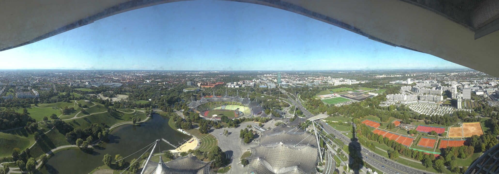 Archiv Foto Webcam München: Panorama Olympiastadion und Olympiapark