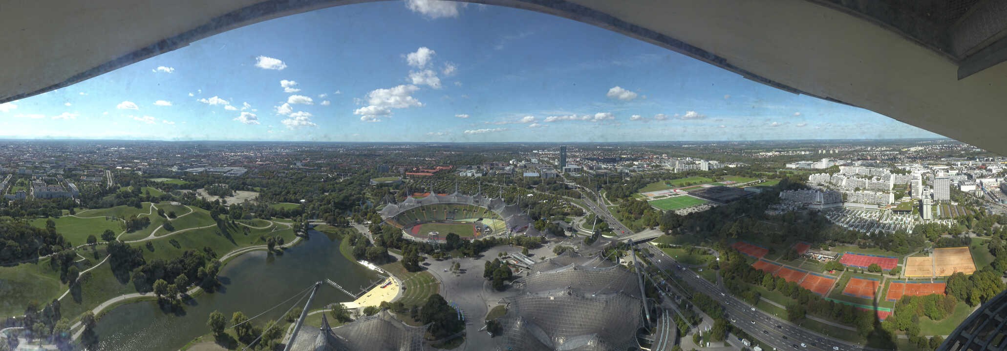 Archiv Foto Webcam München: Panorama Olympiastadion und Olympiapark
