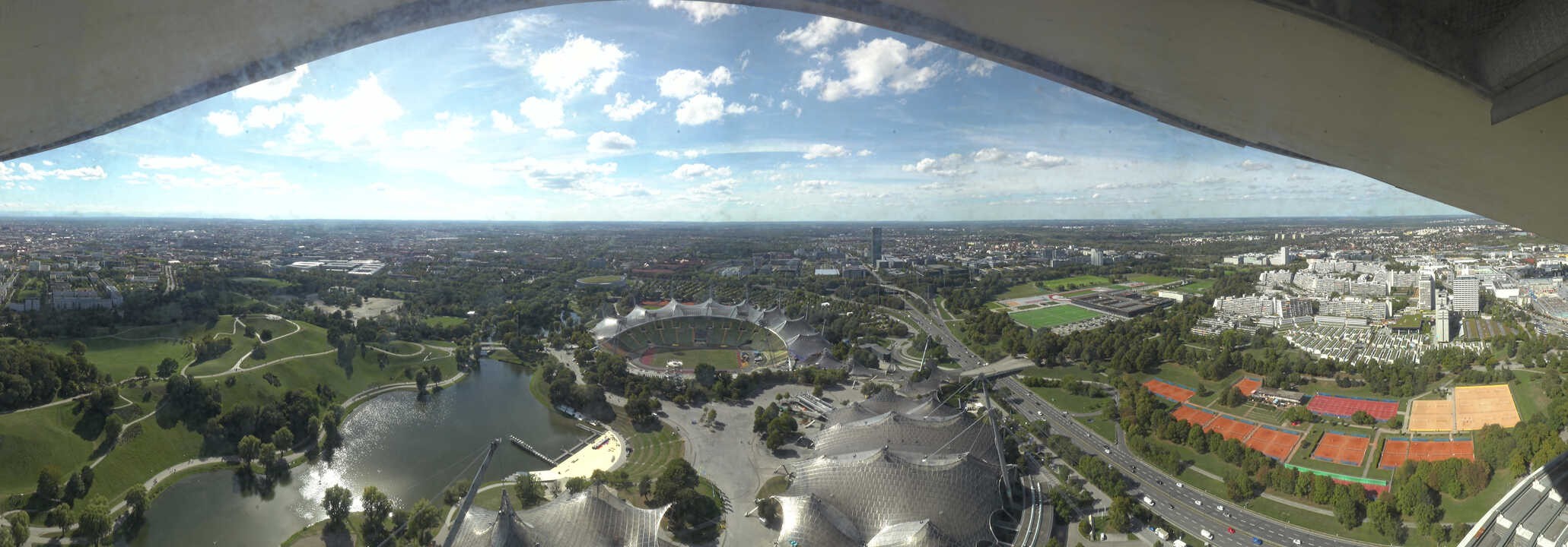 Archiv Foto Webcam München: Panorama Olympiastadion und Olympiapark