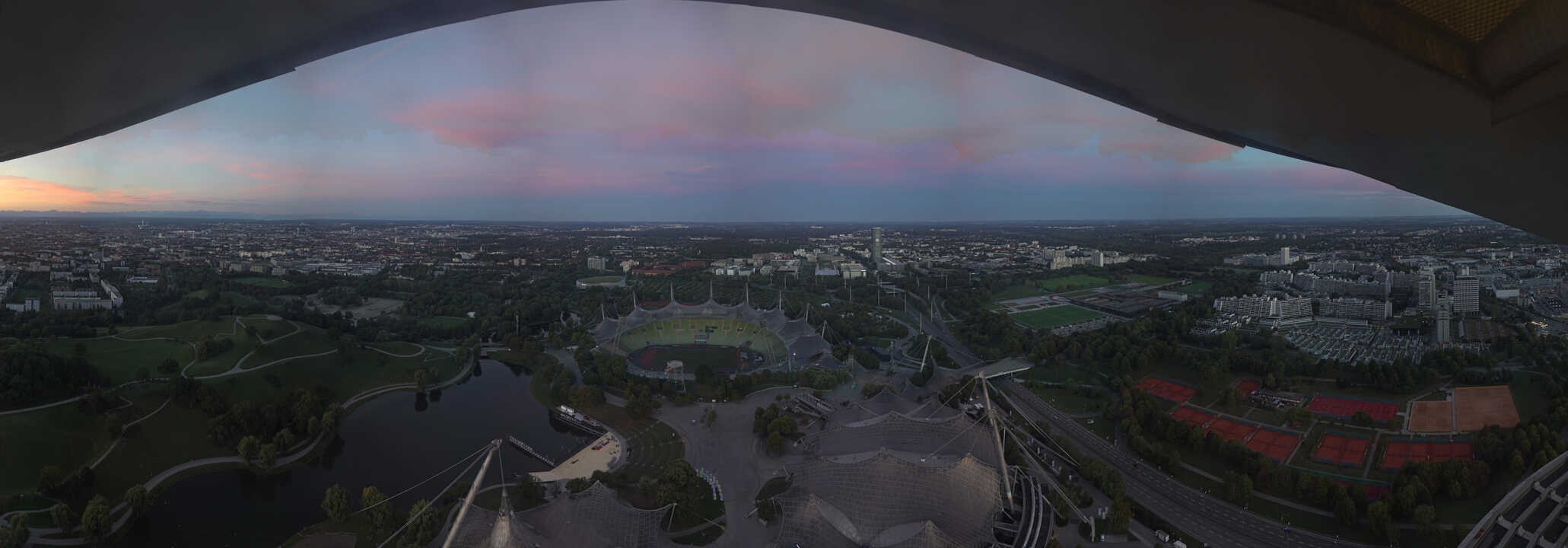 Archiv Foto Webcam München: Panorama Olympiastadion und Olympiapark