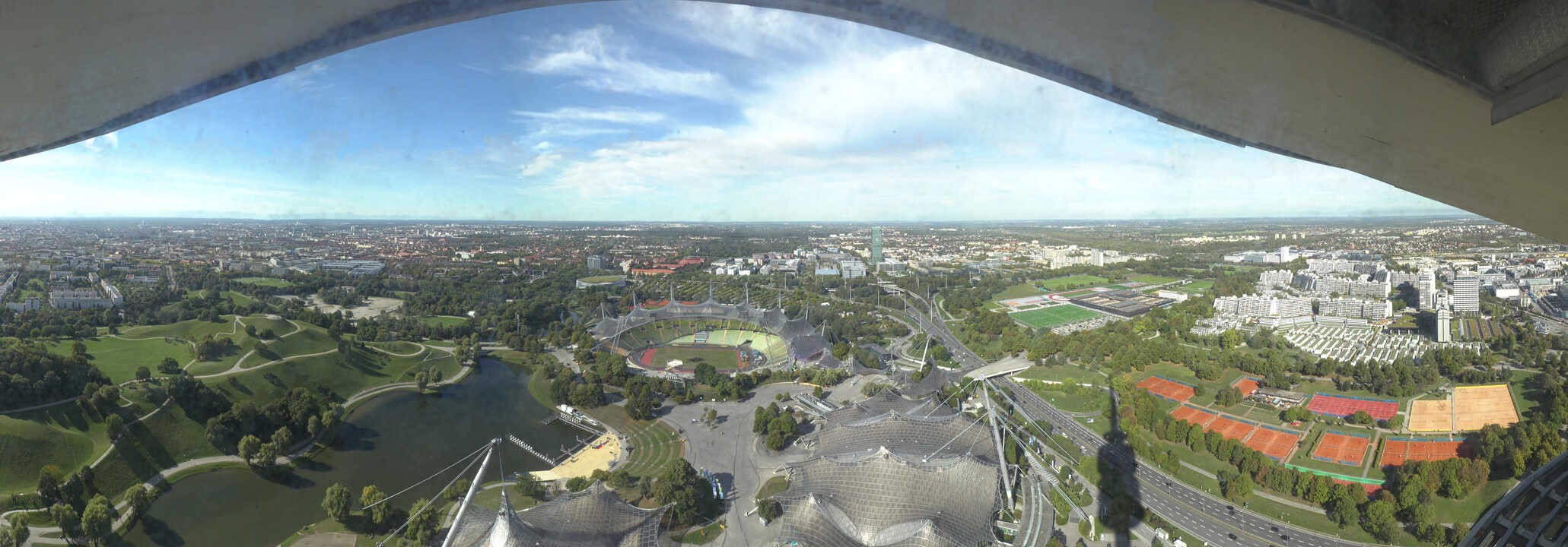 Archiv Foto Webcam München: Panorama Olympiastadion und Olympiapark