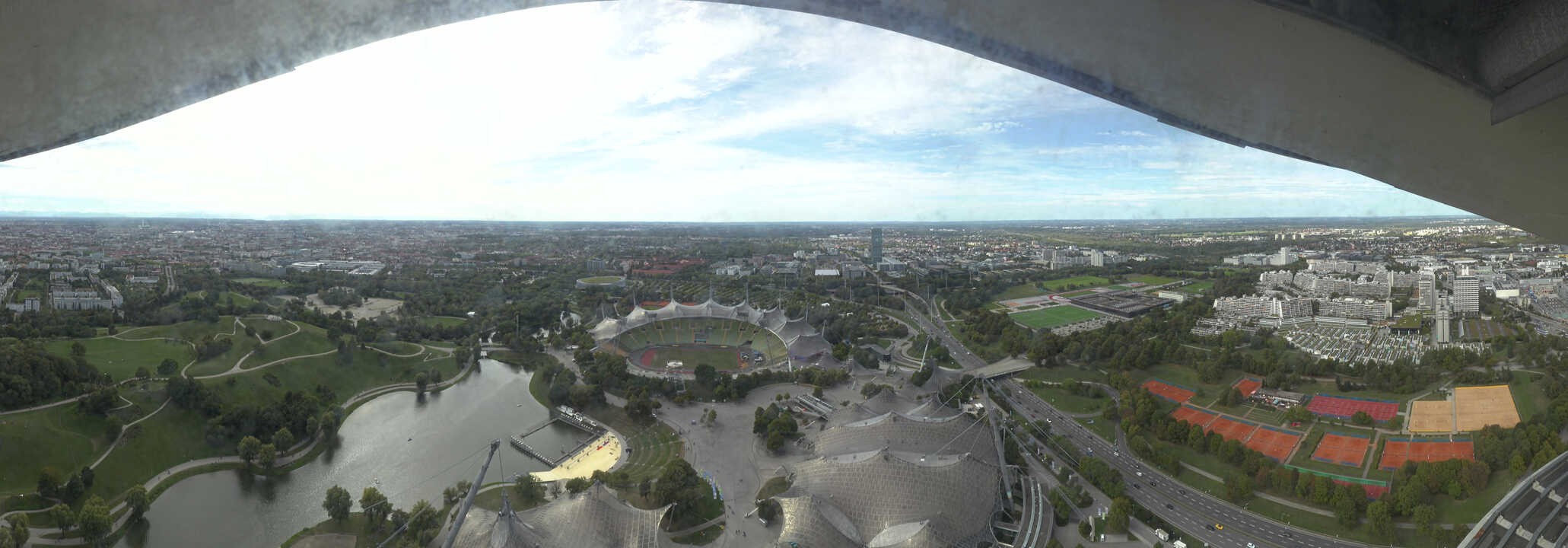 Archiv Foto Webcam München: Panorama Olympiastadion und Olympiapark