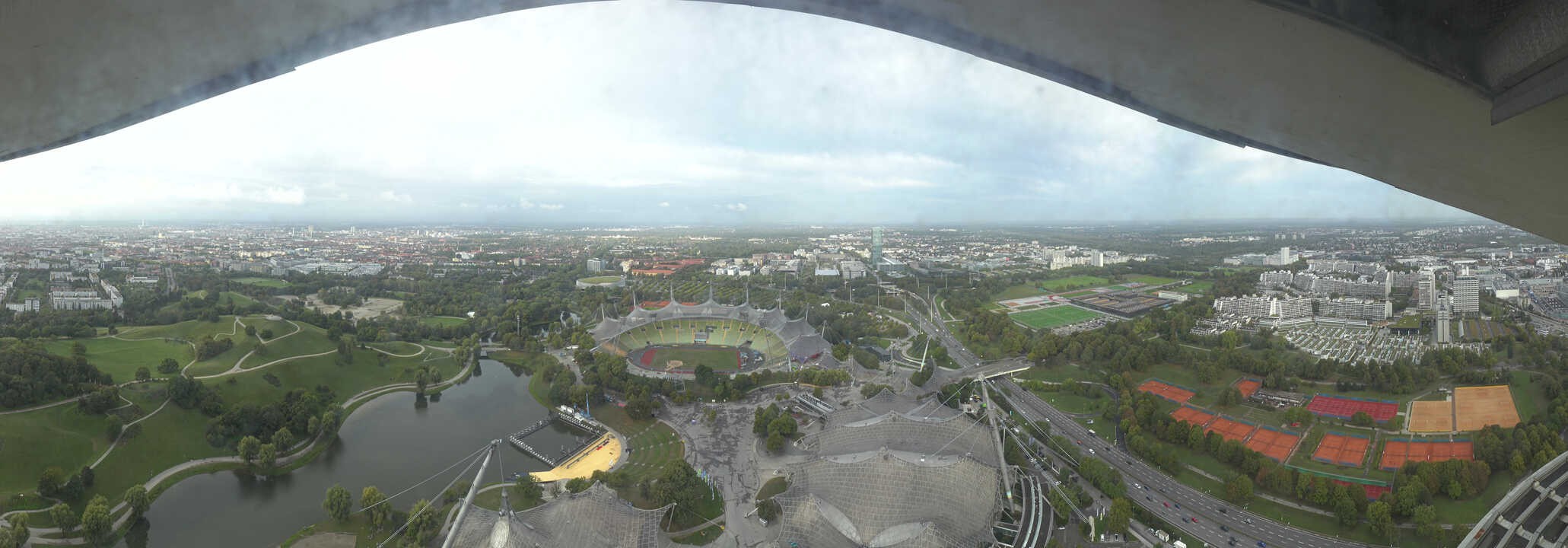 Archiv Foto Webcam München: Panorama Olympiastadion und Olympiapark