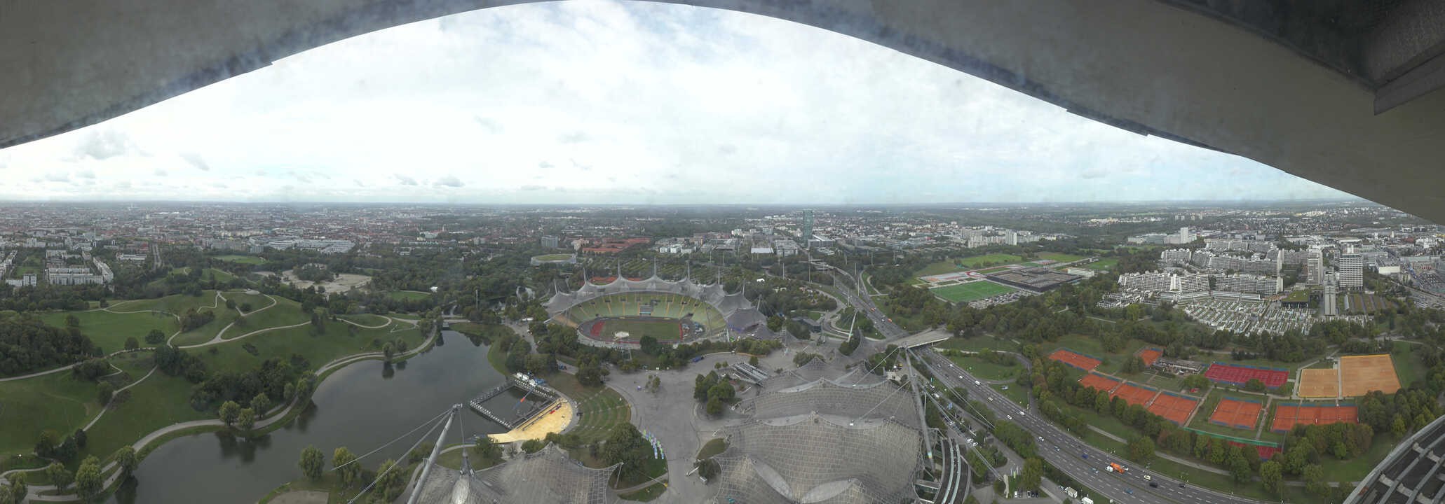 Archiv Foto Webcam München: Panorama Olympiastadion und Olympiapark