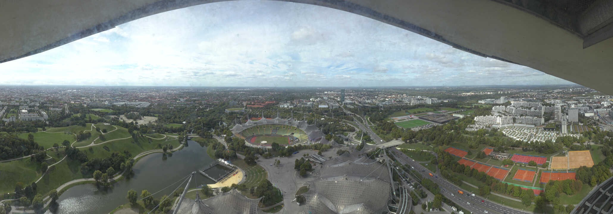 Archiv Foto Webcam München: Panorama Olympiastadion und Olympiapark
