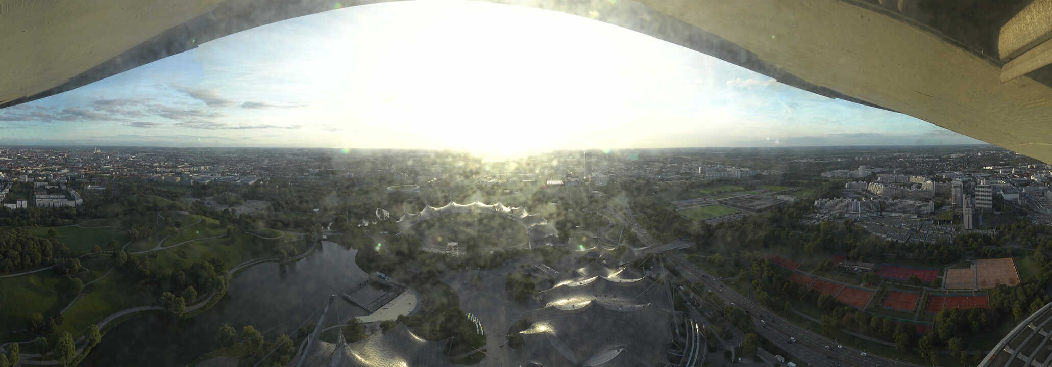 Archiv Foto Webcam München: Panorama Olympiastadion und Olympiapark