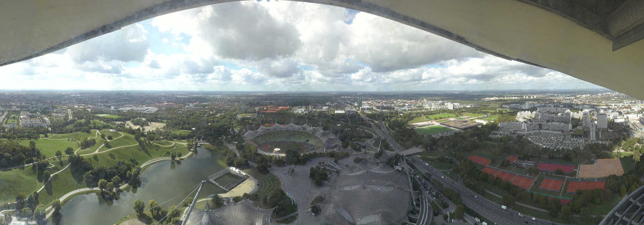 Archiv Foto Webcam München: Panorama Olympiastadion und Olympiapark