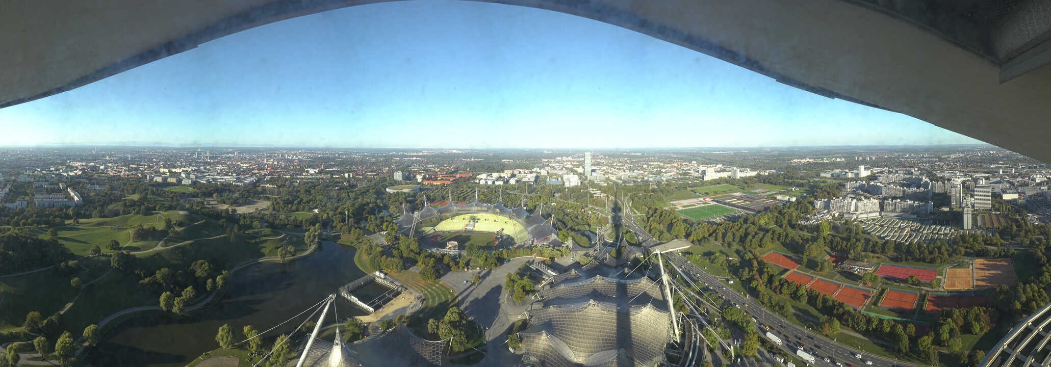 Archiv Foto Webcam München: Panorama Olympiastadion und Olympiapark