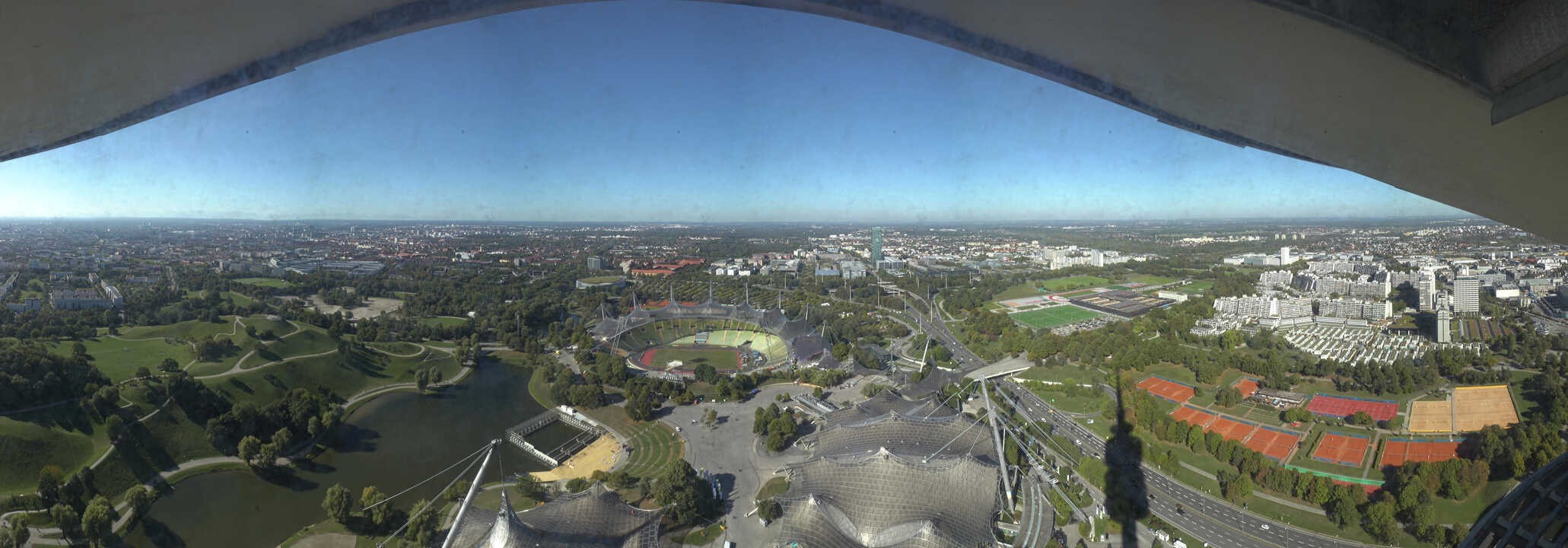 Archiv Foto Webcam München: Panorama Olympiastadion und Olympiapark