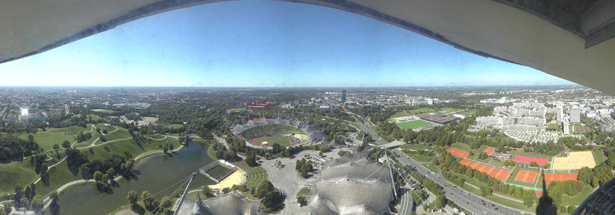 Archiv Foto Webcam München: Panorama Olympiastadion und Olympiapark