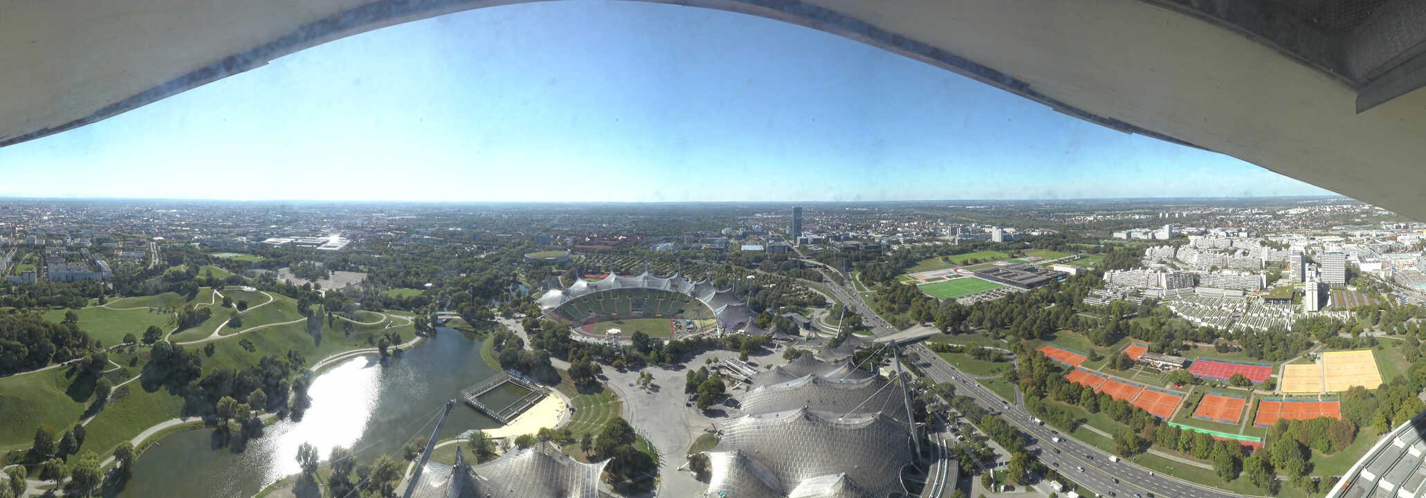 Archiv Foto Webcam München: Panorama Olympiastadion und Olympiapark