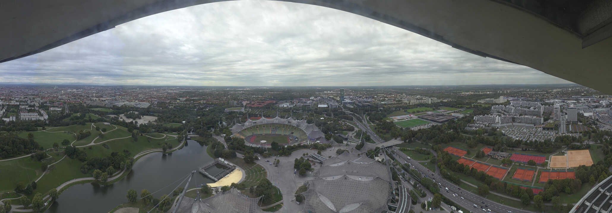 Archiv Foto Webcam München: Panorama Olympiastadion und Olympiapark