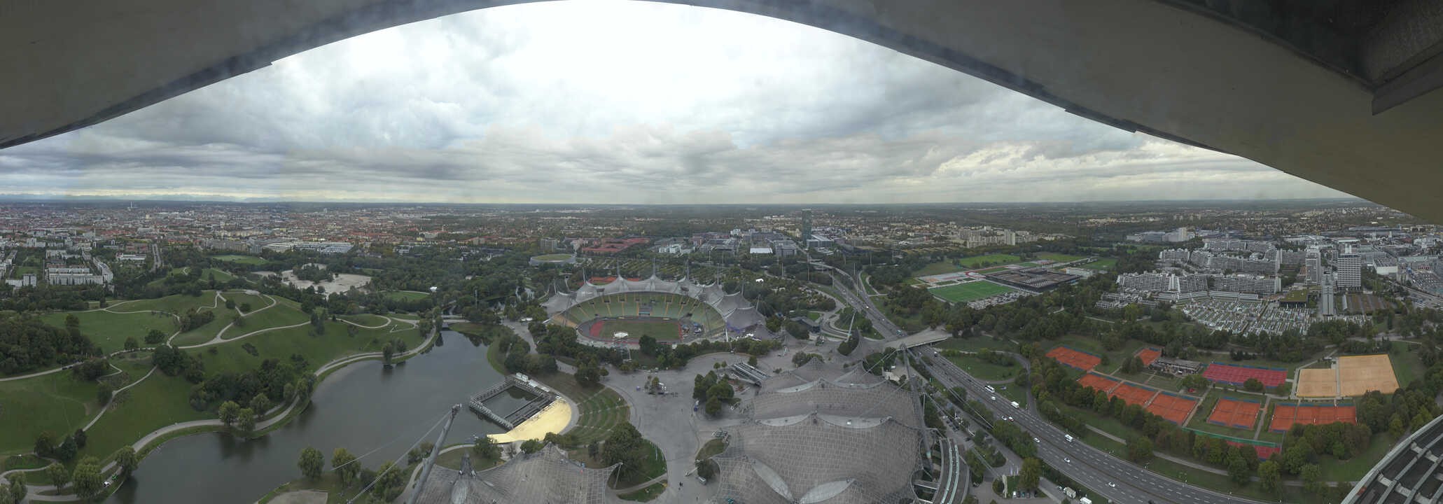 Archiv Foto Webcam München: Panorama Olympiastadion und Olympiapark