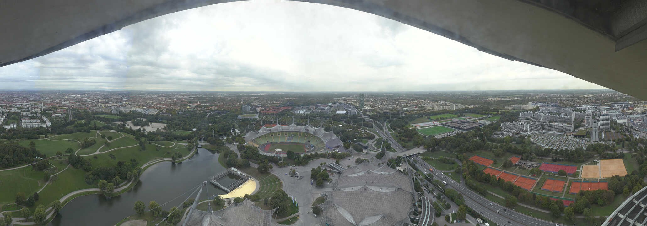 Archiv Foto Webcam München: Panorama Olympiastadion und Olympiapark