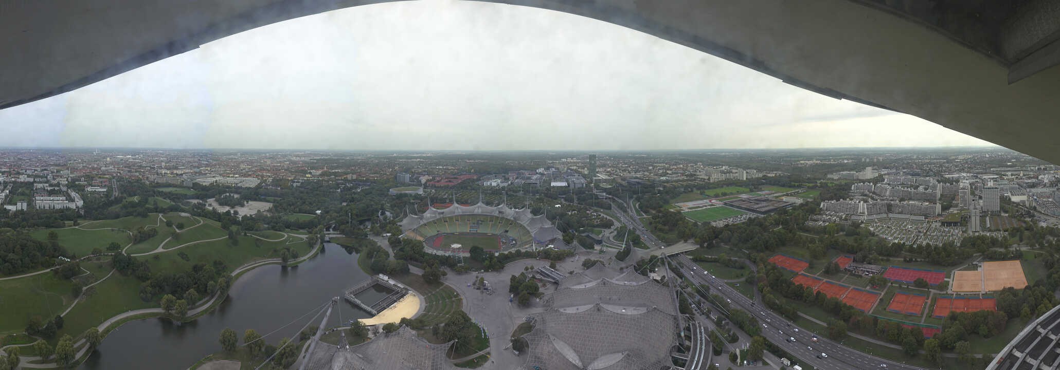 Archiv Foto Webcam München: Panorama Olympiastadion und Olympiapark